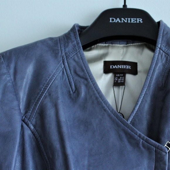 NWOT Leather Jacket, Asymmetrical Zipper, Ombre Lining - Picture 3 of 8